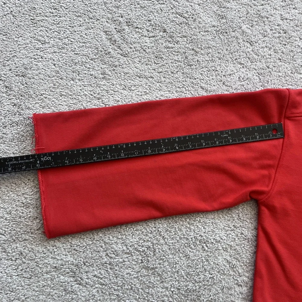 Alo Yoga Cropped Hoodie Sweatshirt Womens XS Red Terry Raw Hem 3/4 Sleeve